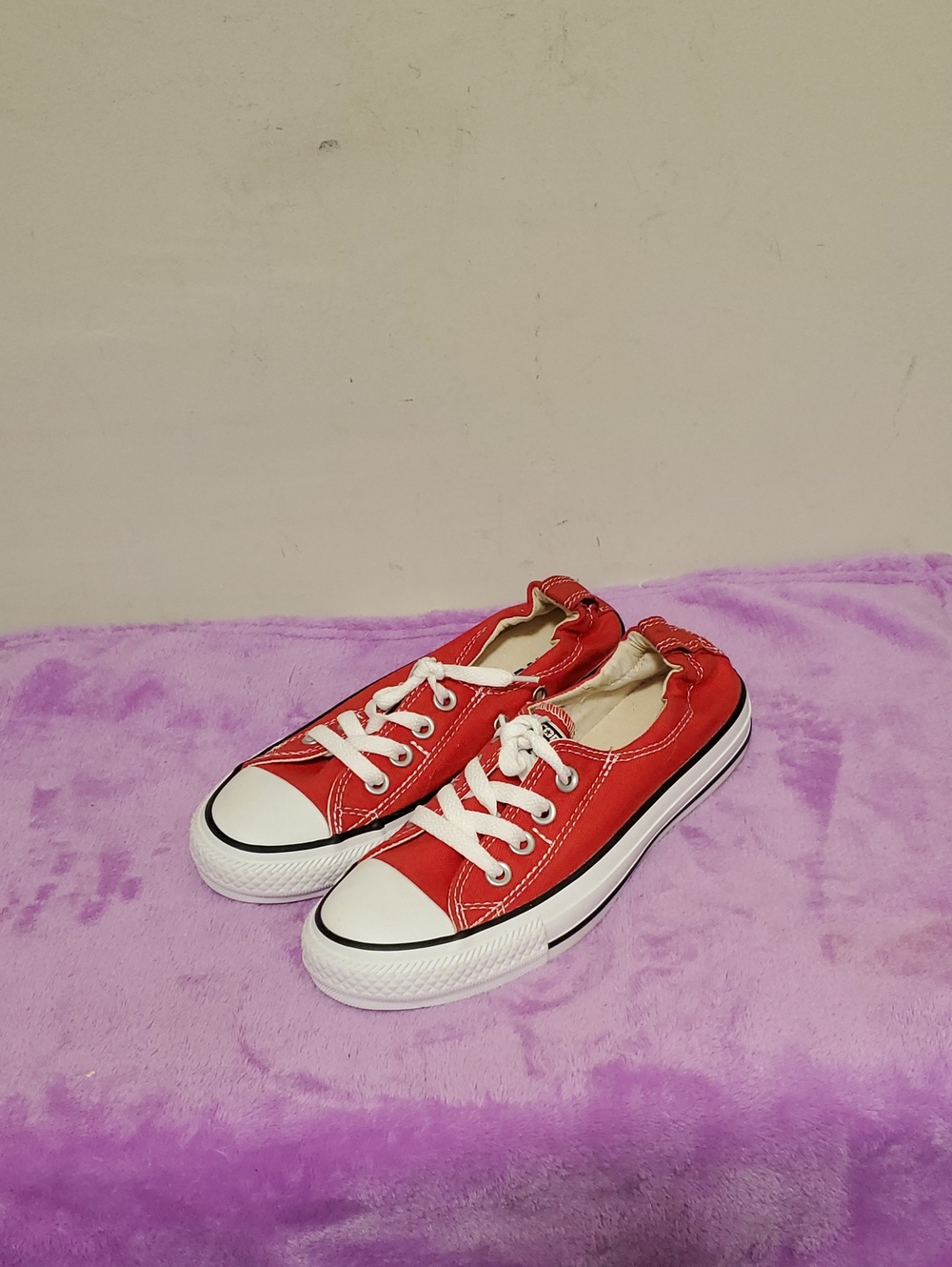 Women’s Red Canvas Athletic Sneakers - Low Top Lace-Up